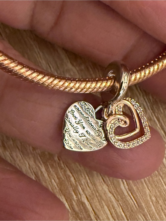 Pandora Jewelry - Pandora Rose Gold Double Heart Charm Bracelet Accent